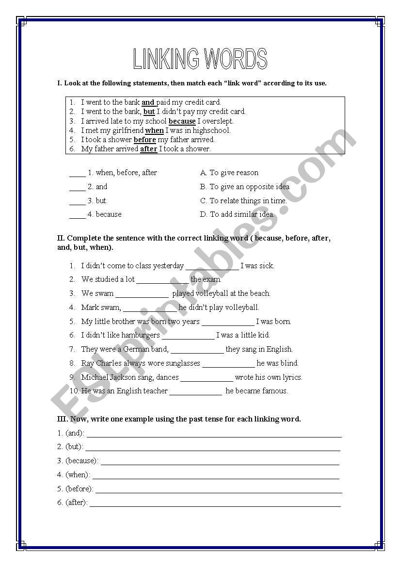 Linking Words worksheet