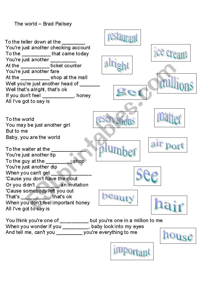 The world worksheet
