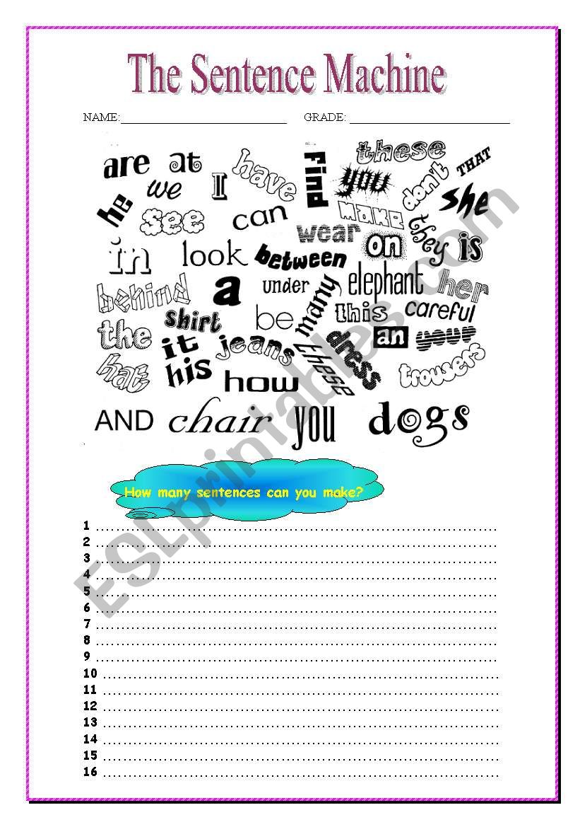 making sentences worksheet