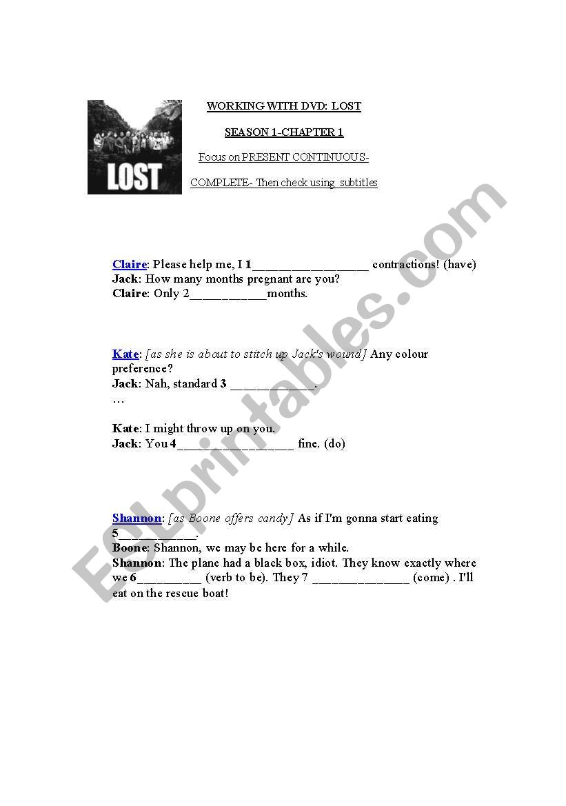Lost TV Series! Scene 1 Chapter 1-Present Continuous