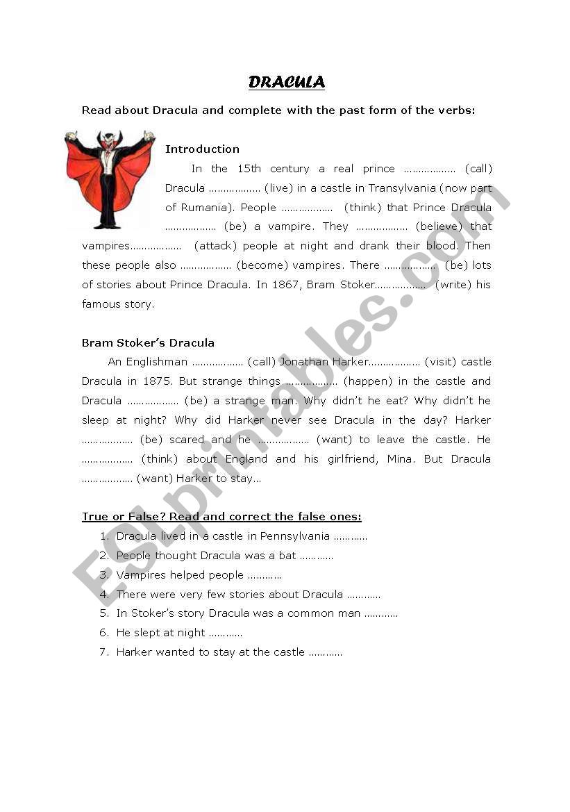 DRACULA worksheet