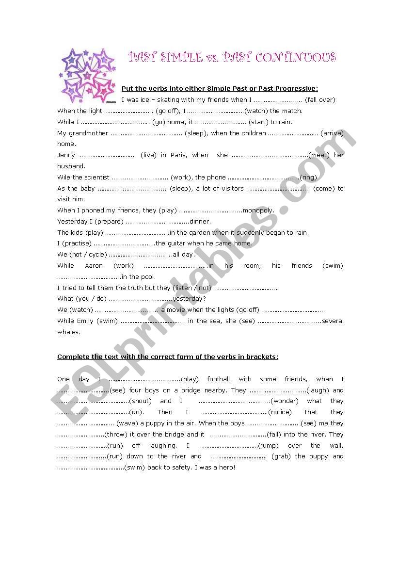 PAST SIMPLE VS CONTINUOUS worksheet