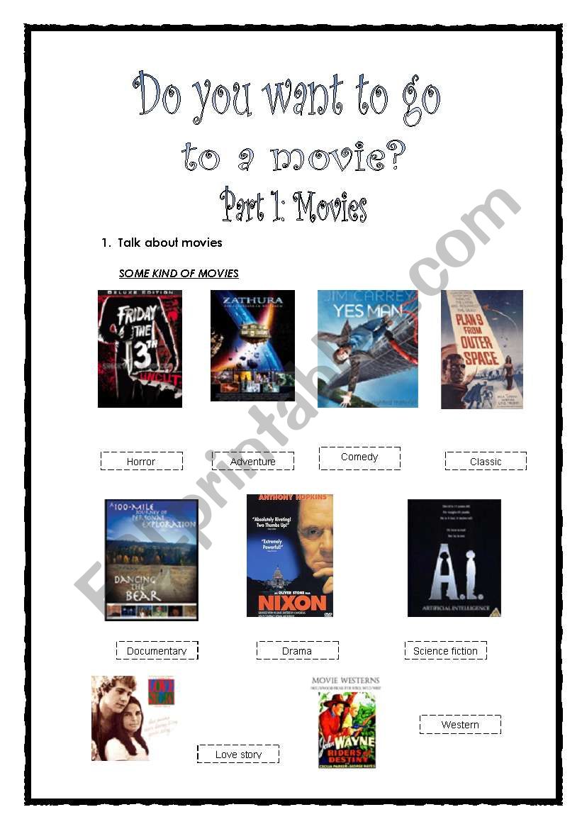 Movies -- > First  Part worksheet