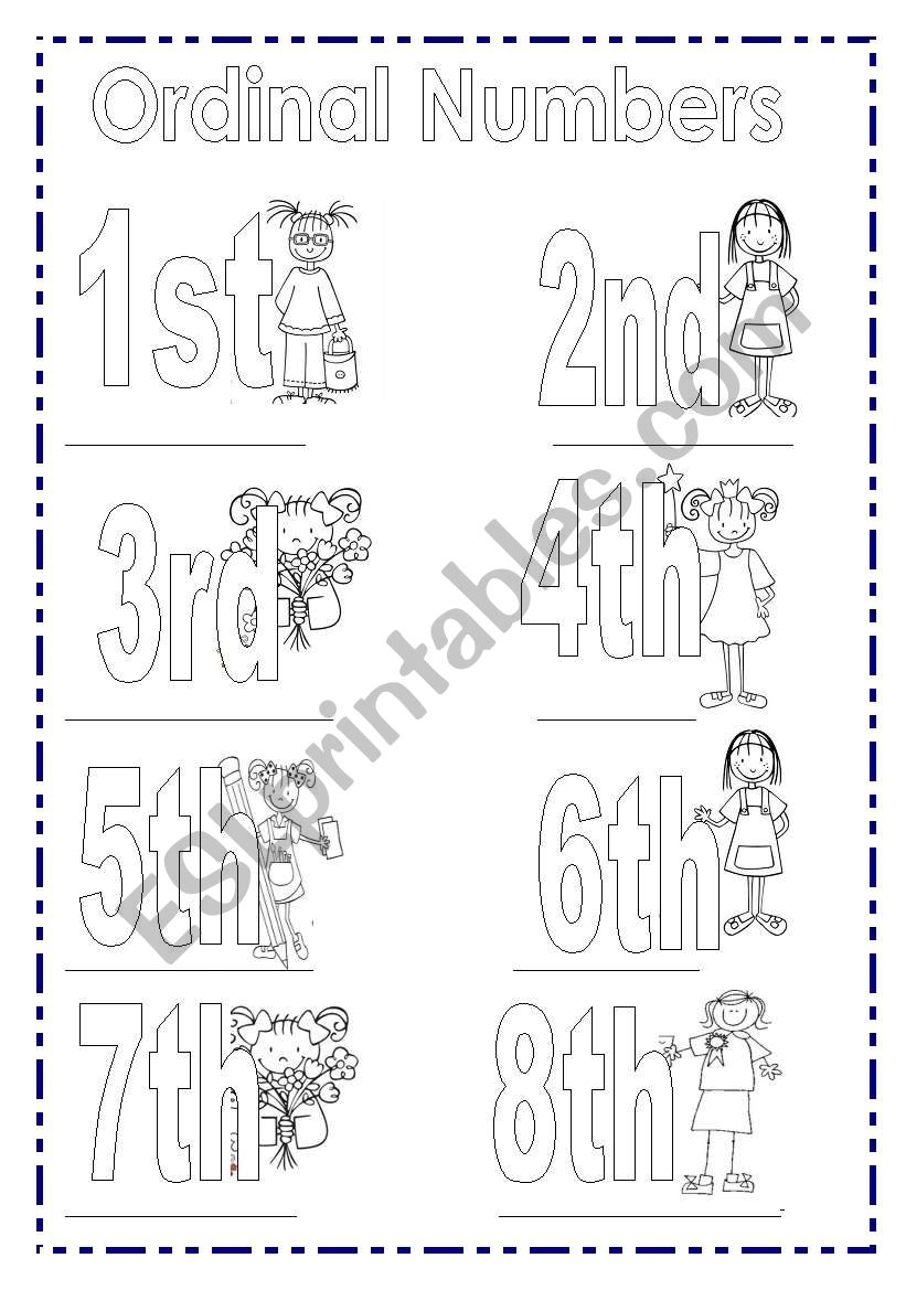 Ordinal Numbers worksheet