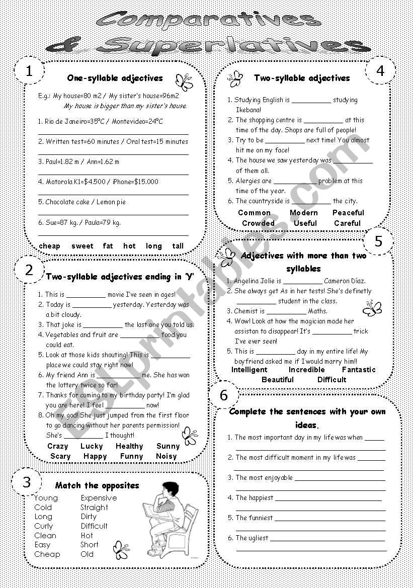 Comparatives and Superlatives worksheet