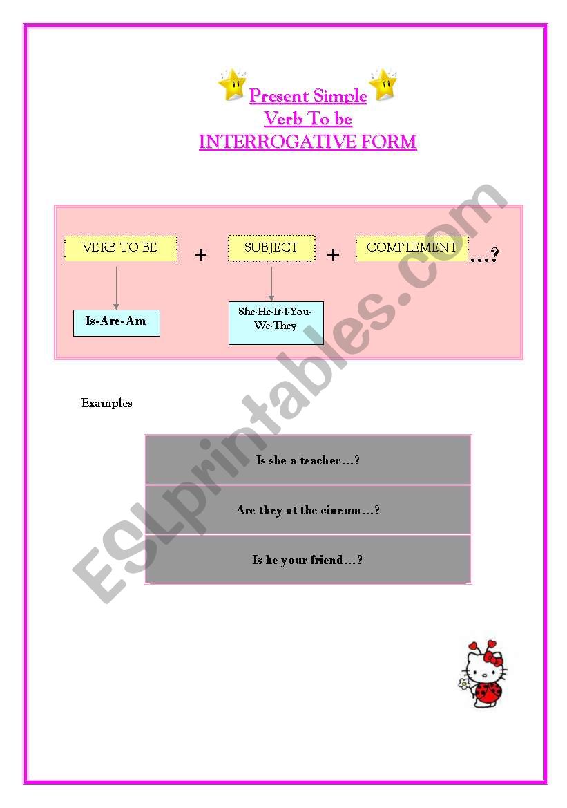  Present Simple INTERROGATIVE FORM VERB TOBE