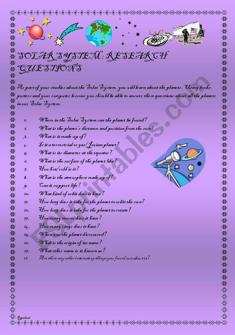 Solar System - WhatÂ´s in Space? Elementary/Intermediate - (( 8 Pages )) - editable