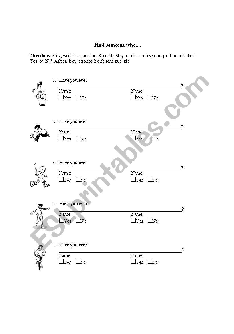 find someone who worksheet