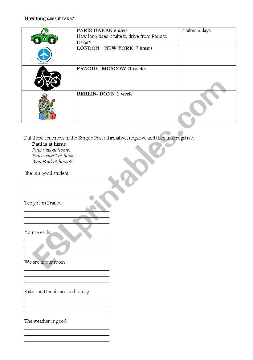 to be: simple past  worksheet
