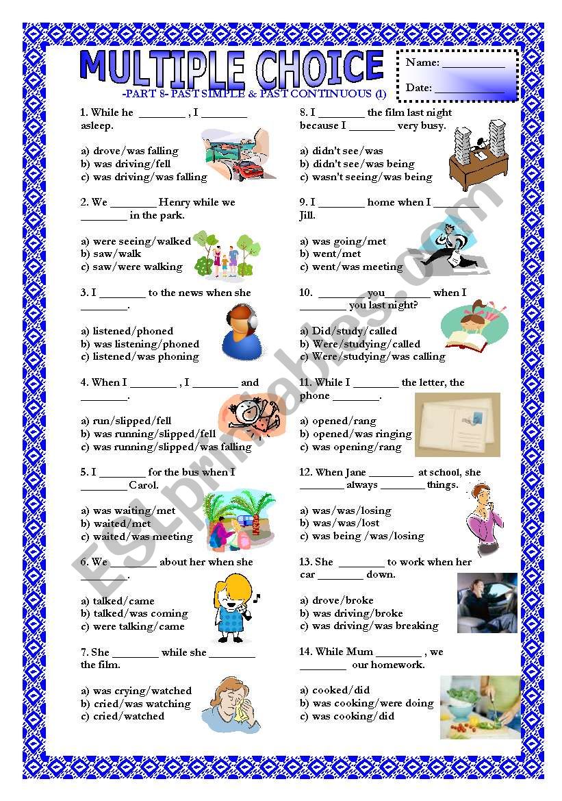 Multiple Choice - Part 8 - Past Simple & Past Continuous (1)