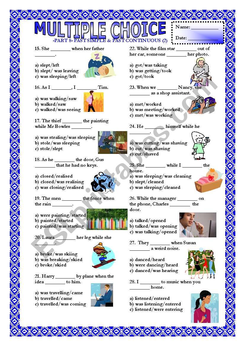 Multiple Choice - Part 8 - Past Simple & Past Continuous (2)