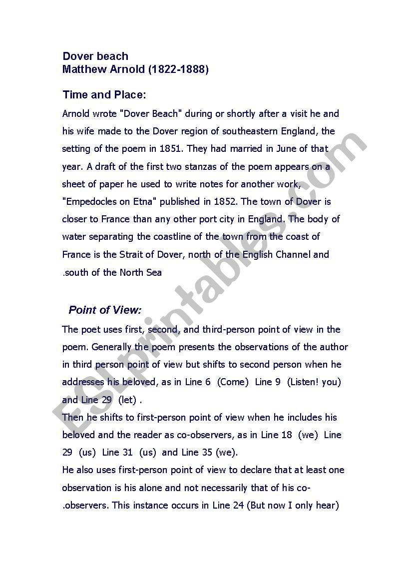 dover beach worksheet