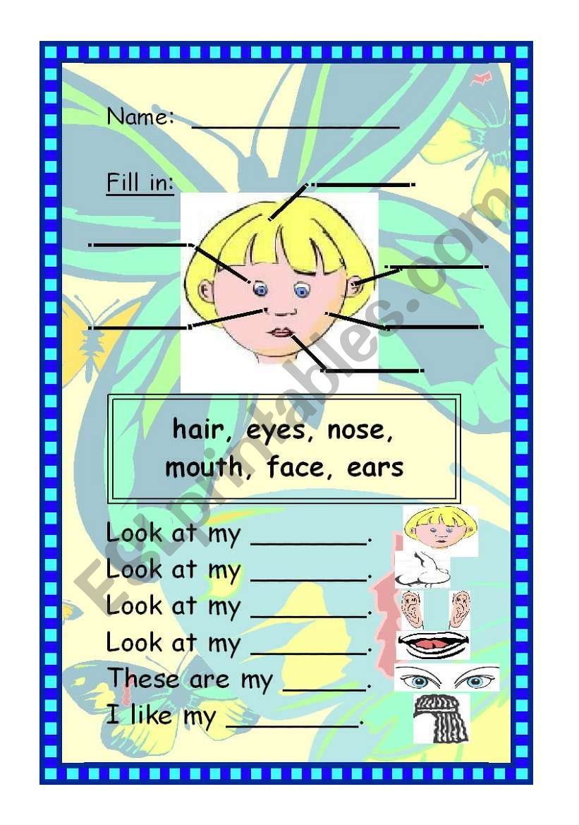 Parts of the face worksheet