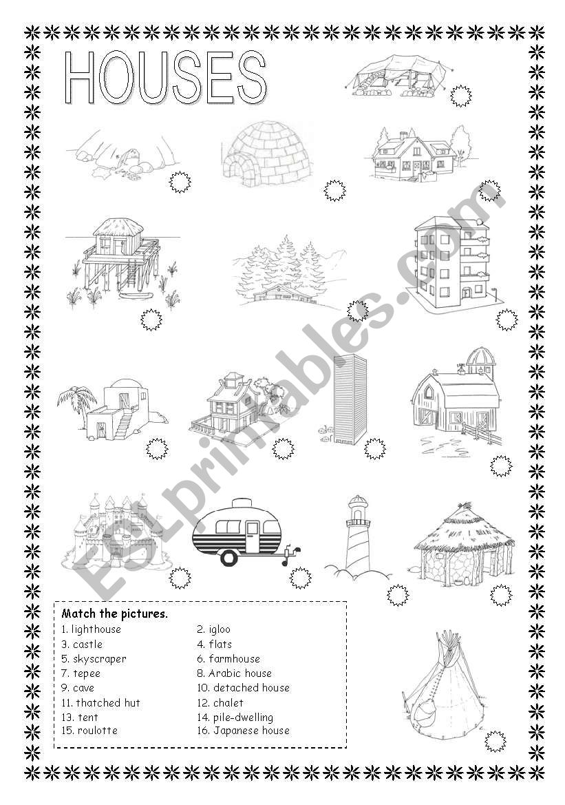 HOUSES worksheet