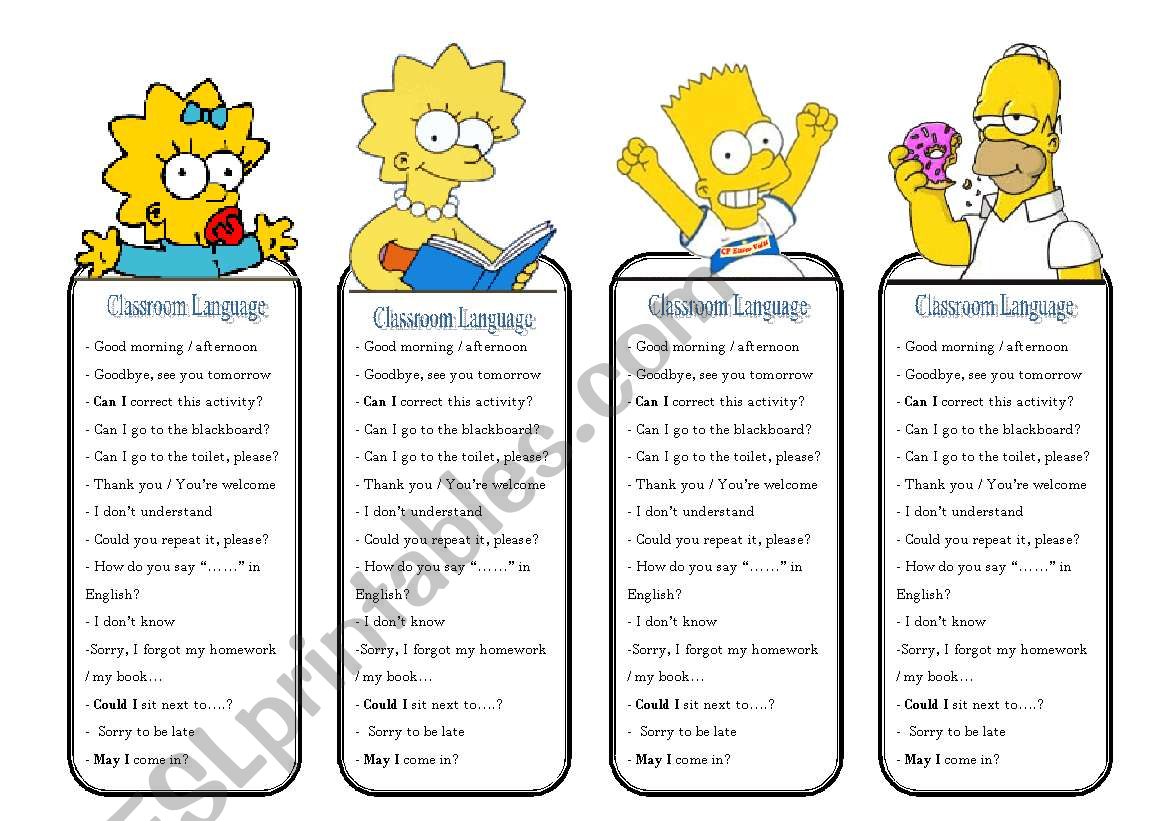 Classroom Language worksheet