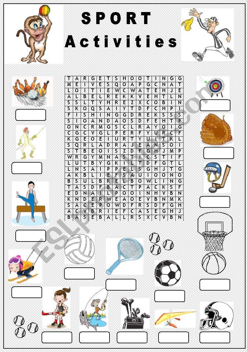 Sports word search worksheet