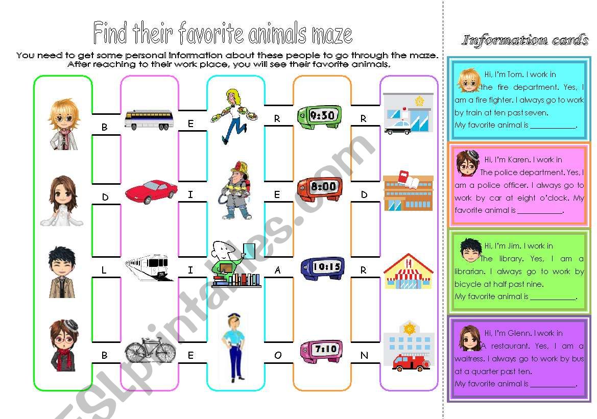 Find their favorite animals! worksheet