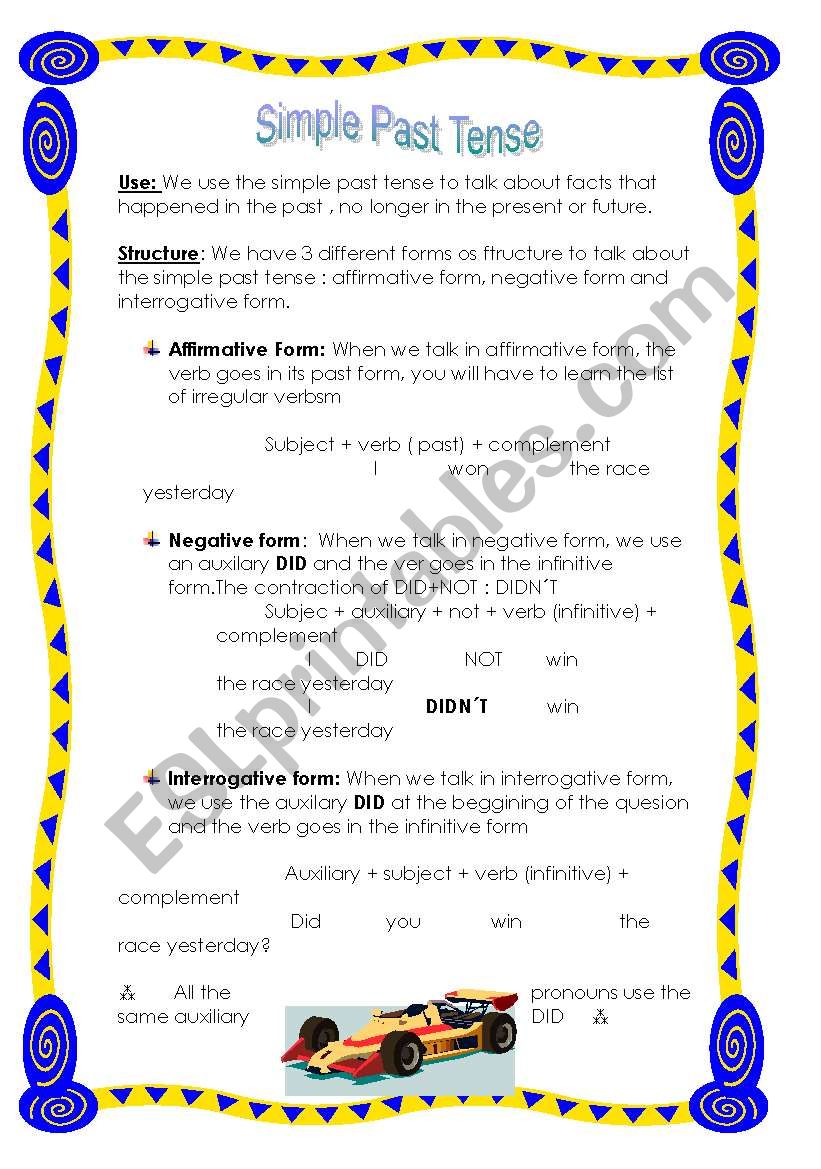 The simple past tense (First) worksheet