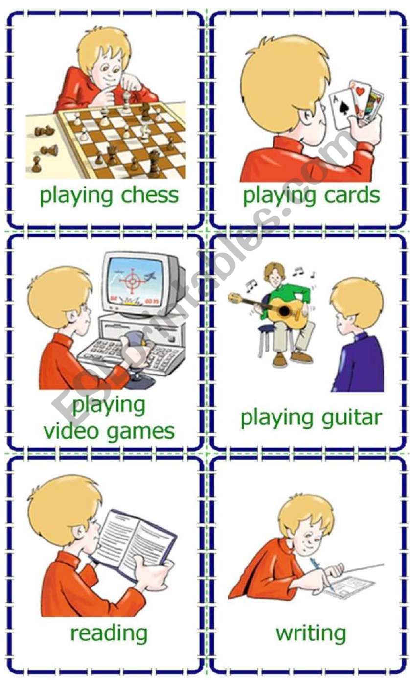 Hobbies _ cards / flash-cards worksheet