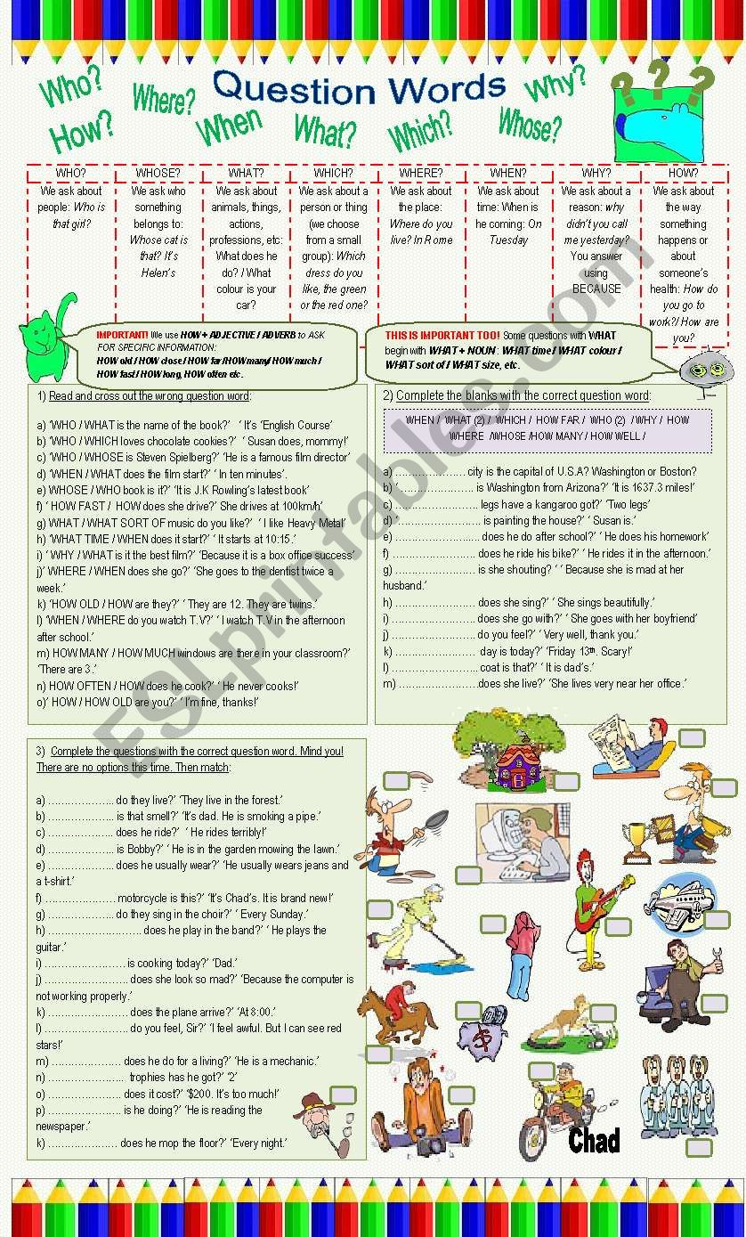 Question Words worksheet