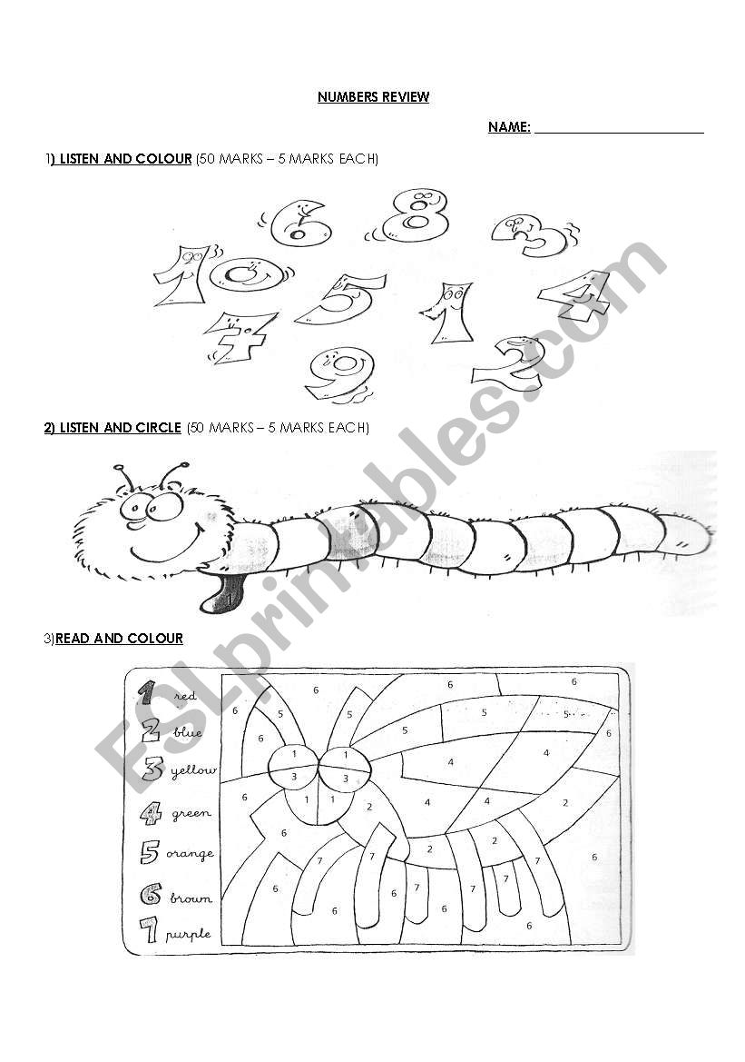 Numbers Review worksheet