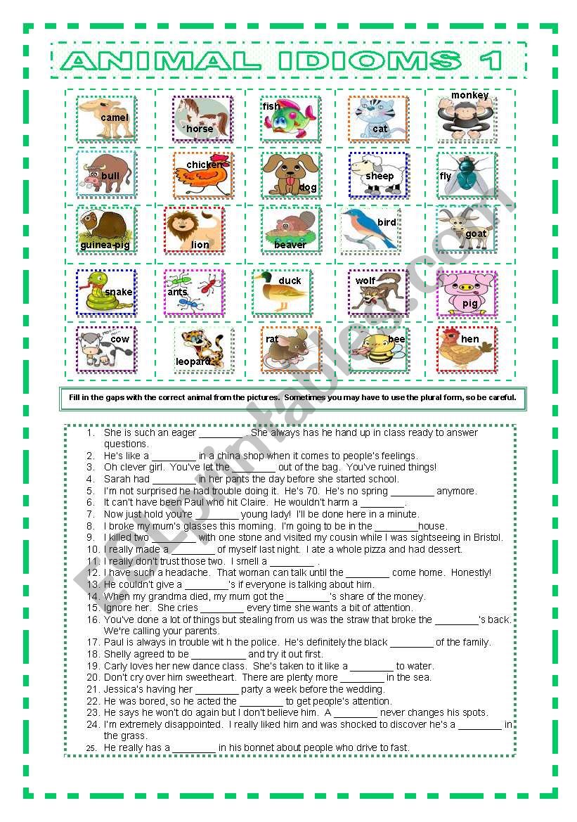 Animal Idioms 1 worksheet