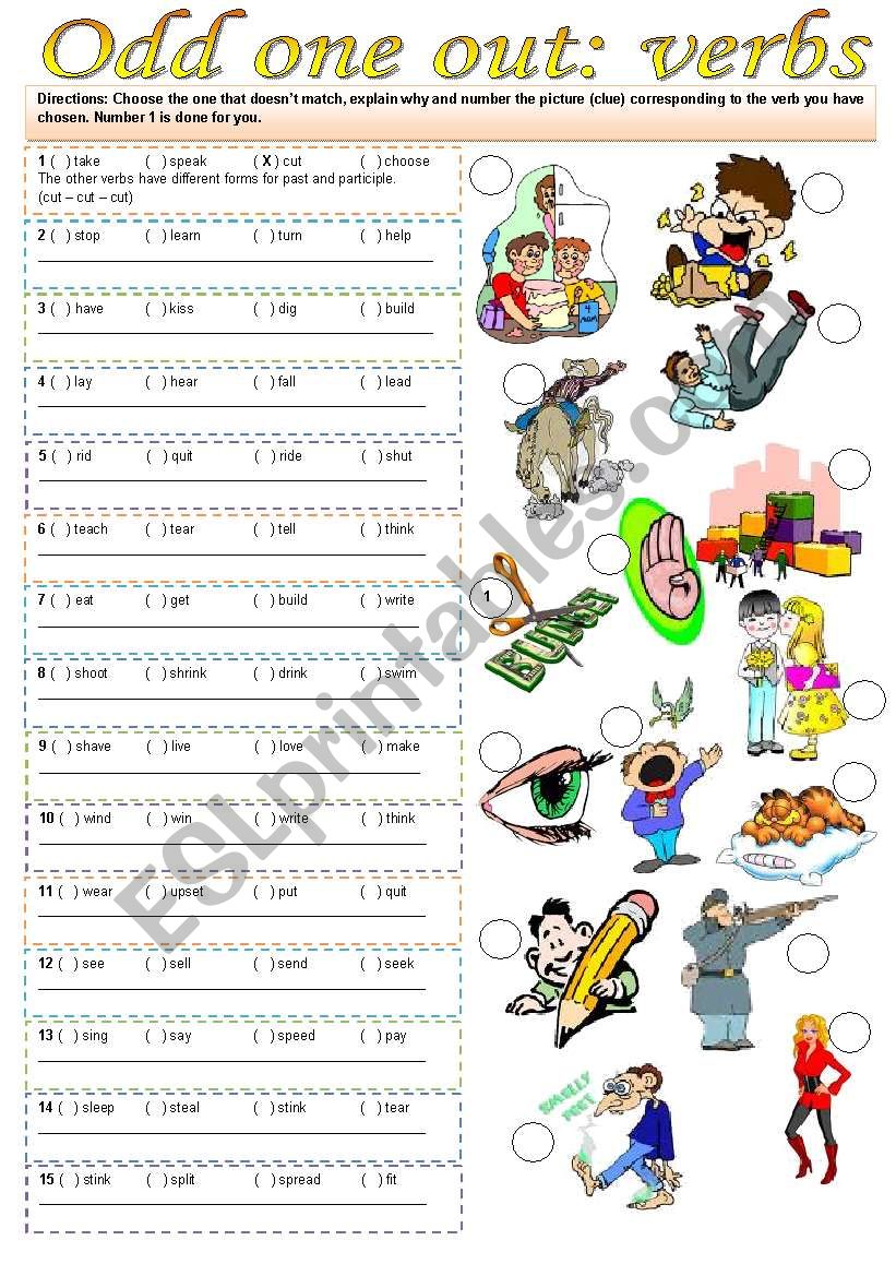 Odd one out: verbs (keys included)