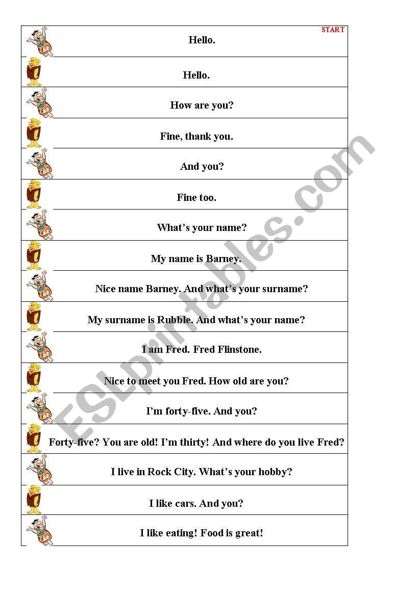 Personal questions role play game