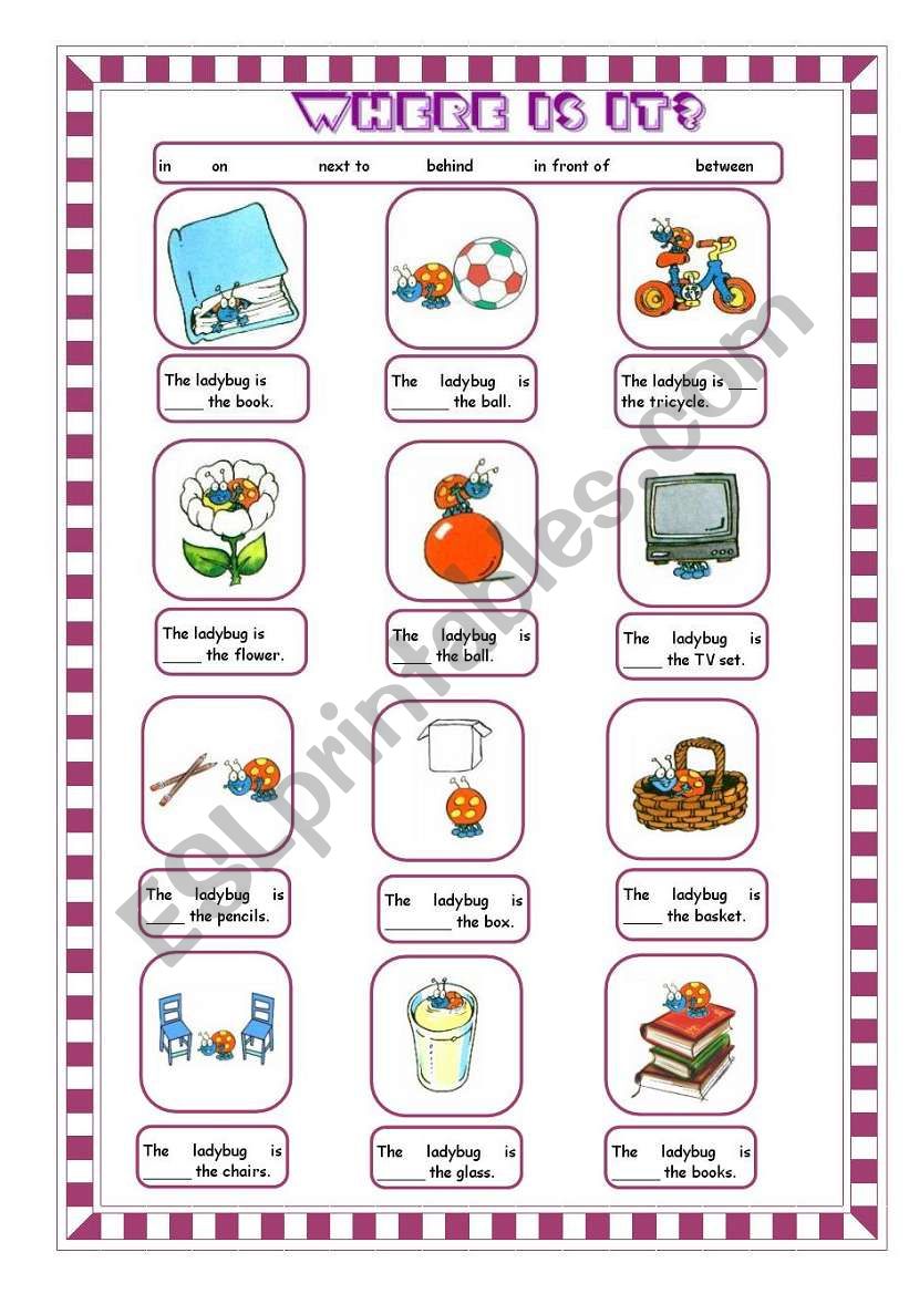 PREPOSITIONS OF PLACE 1 worksheet