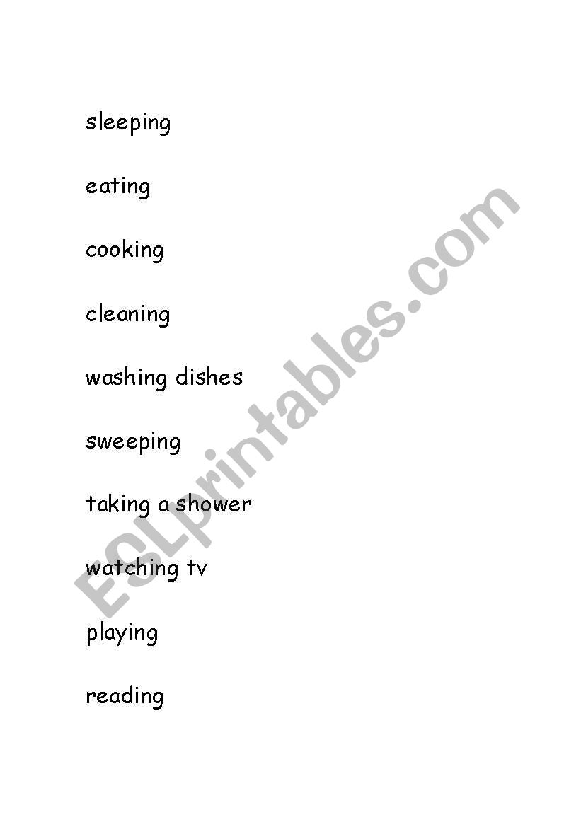 participles - activities around the house