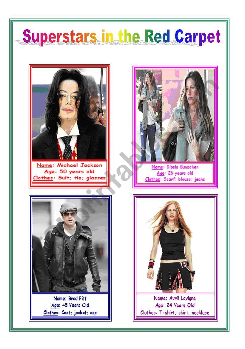 Superstars in the Red Carpet - Clothes cards 1 of 2