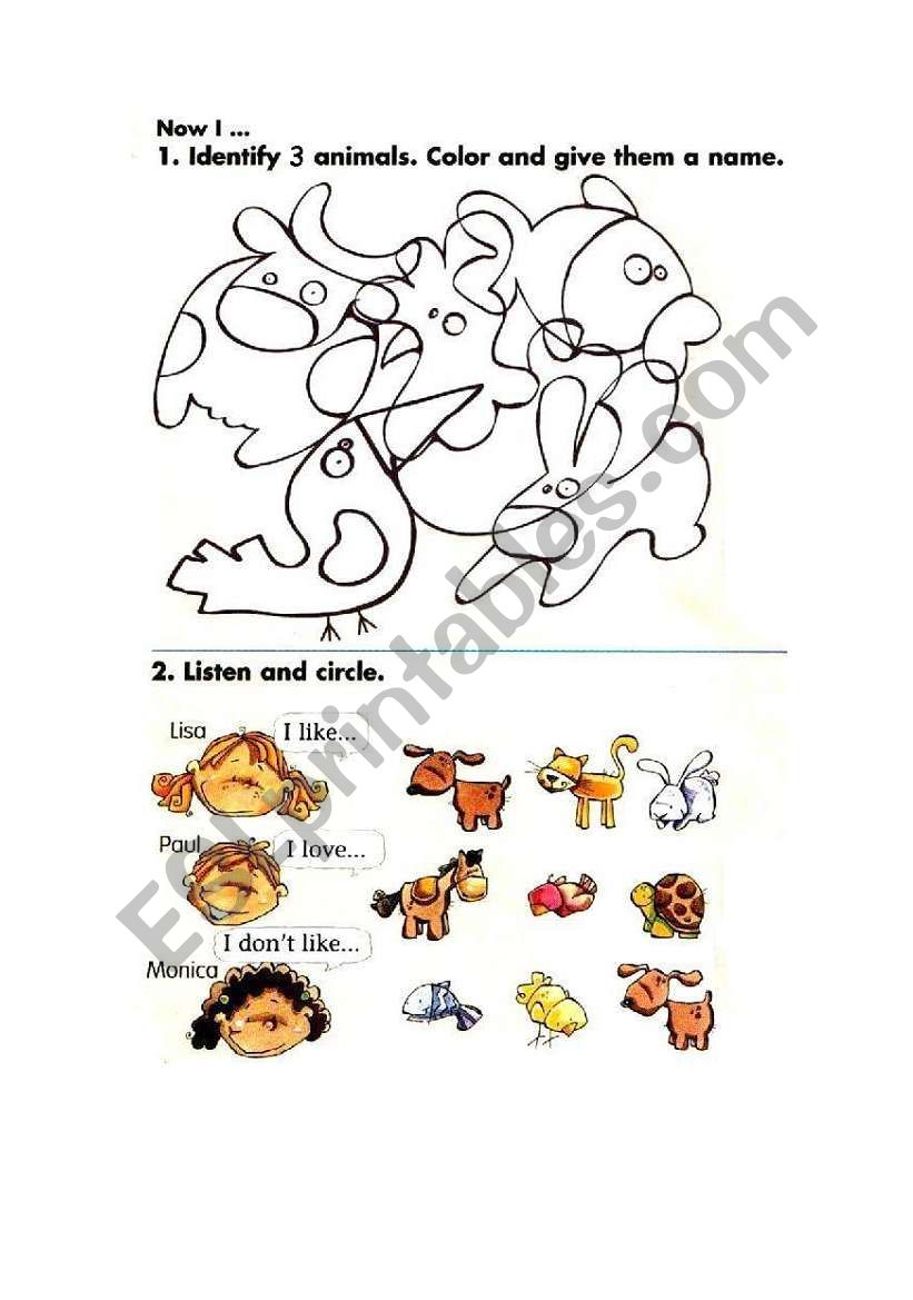 ANIMALS worksheet