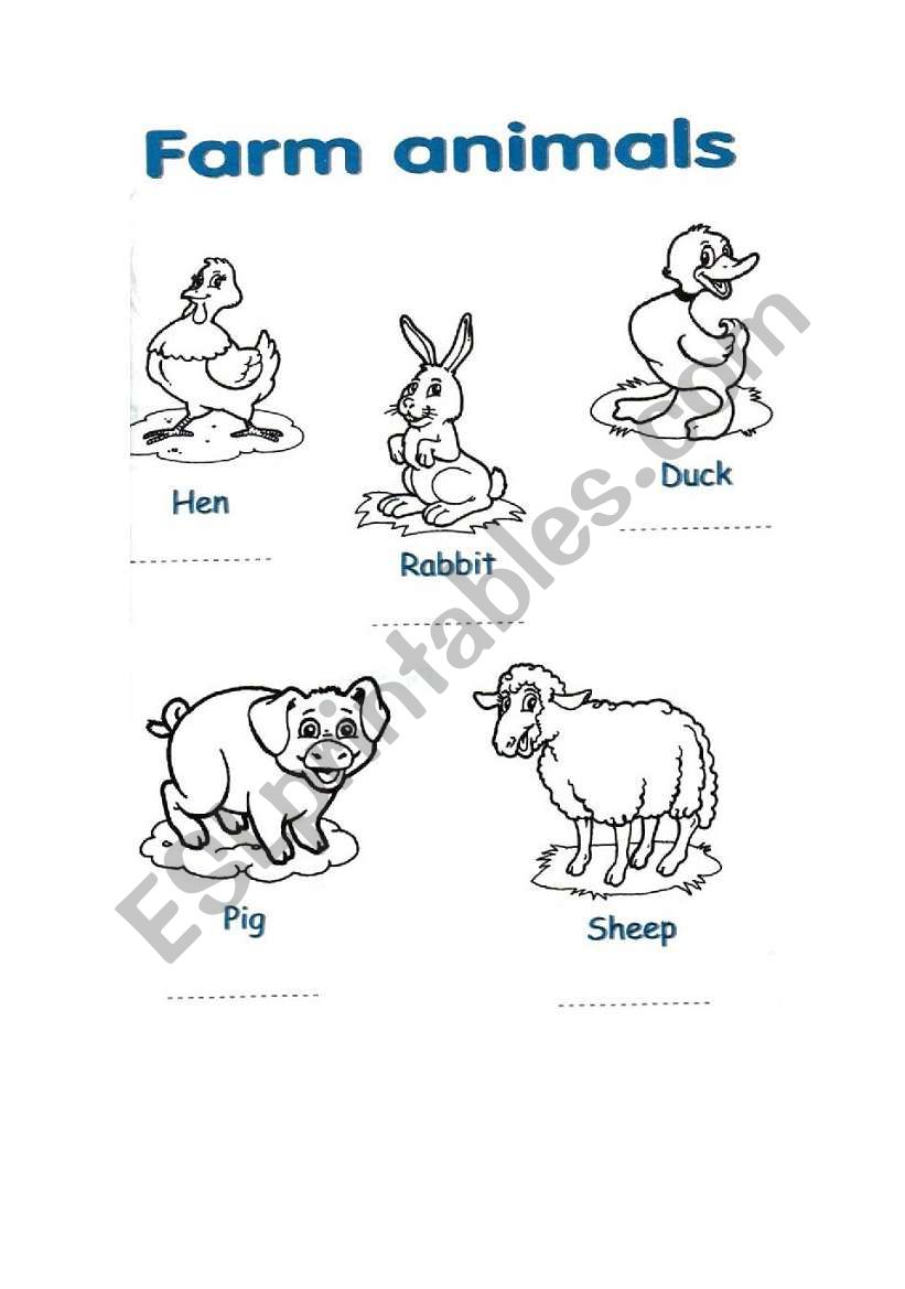 FARM ANIMALS worksheet