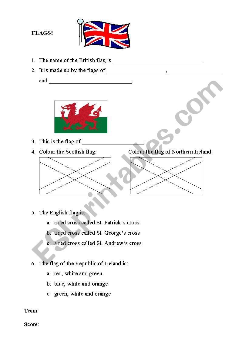 Flags worksheet