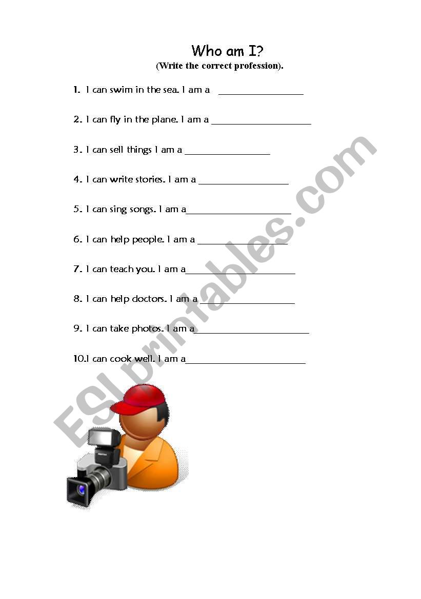 Who am I? worksheet