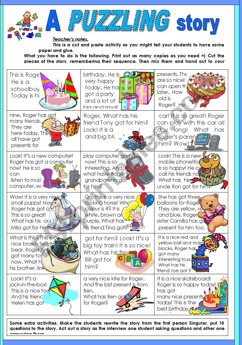 a PUZZLING story, or story in PUZZLES (part 2) - ESL worksheet by life_line