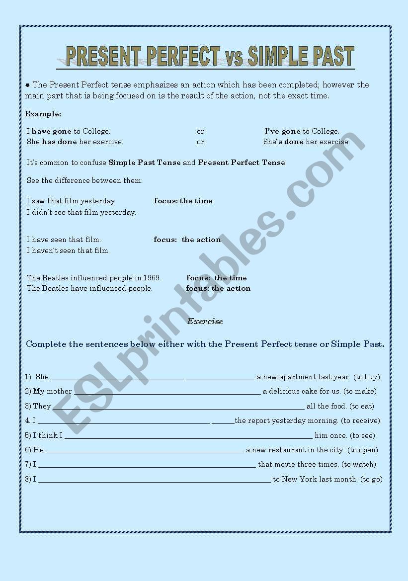 PRESENT PERFECT X  SIMPLE PAST