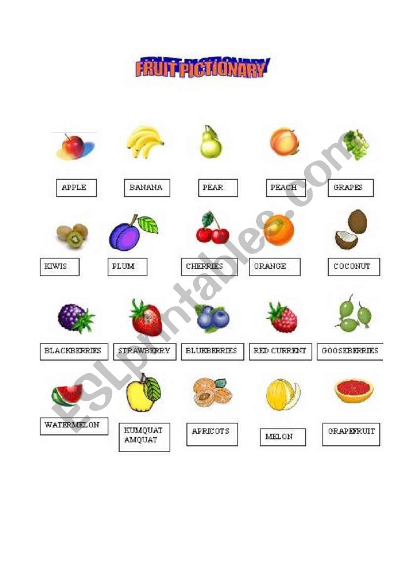 Fruit Pictionary worksheet