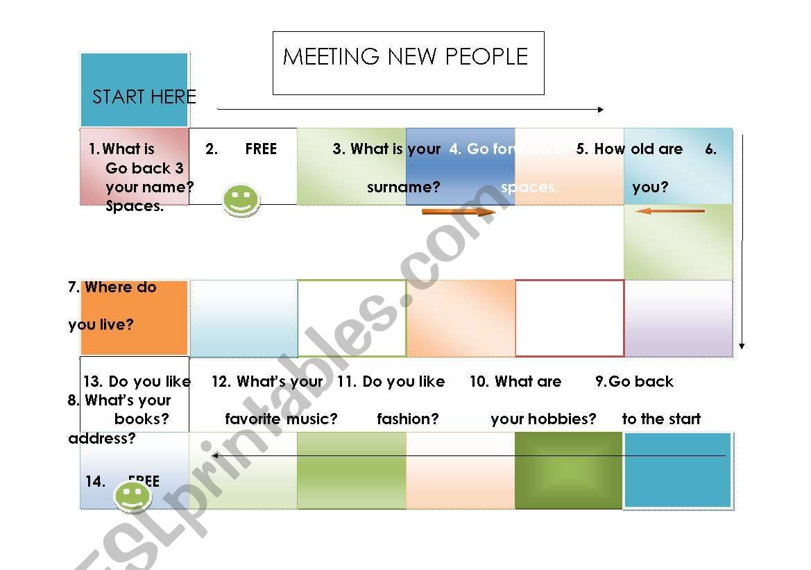 Meeting new people worksheet