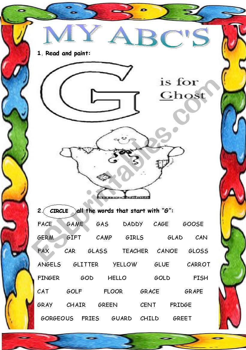 My ABCs (G) worksheet