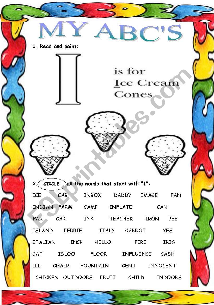 My ABCs ( I ) worksheet