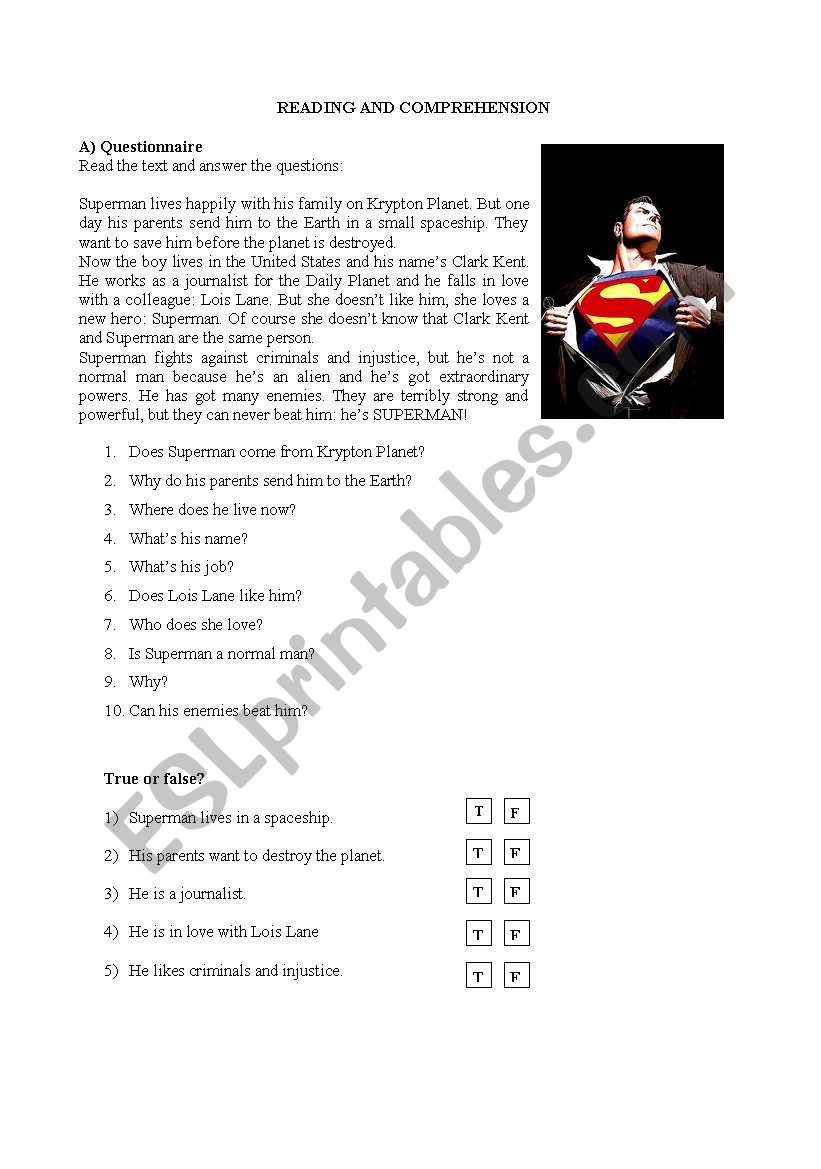 Superman - reading and comprehension 1