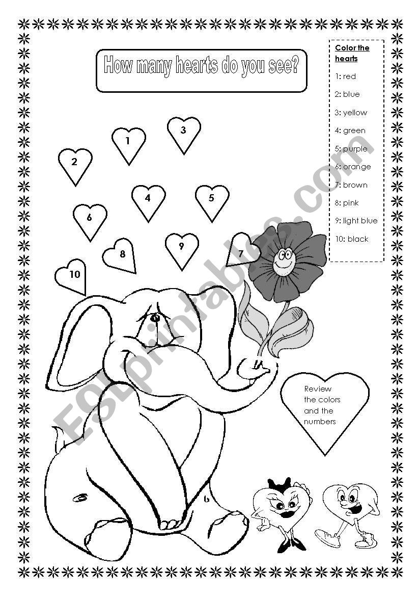 Count the hearts worksheet