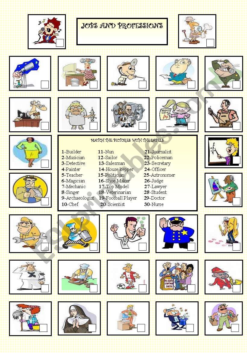 Jobs and professions! worksheet