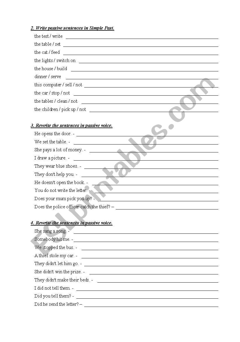 passive voice worksheet