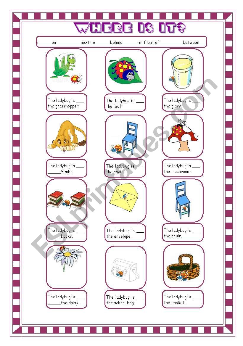 PREPOSITIONS OF PLACE 2 worksheet