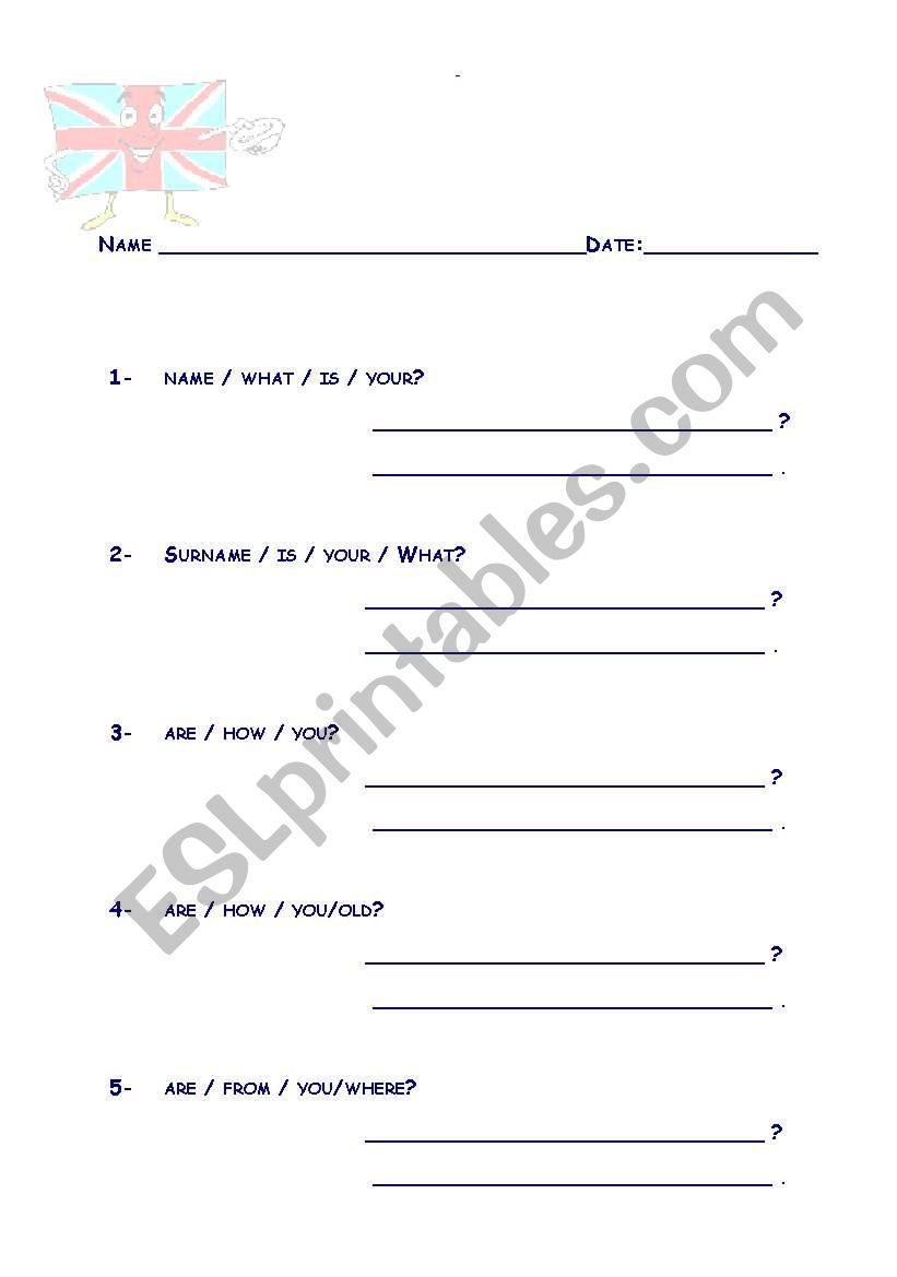 Questions worksheet