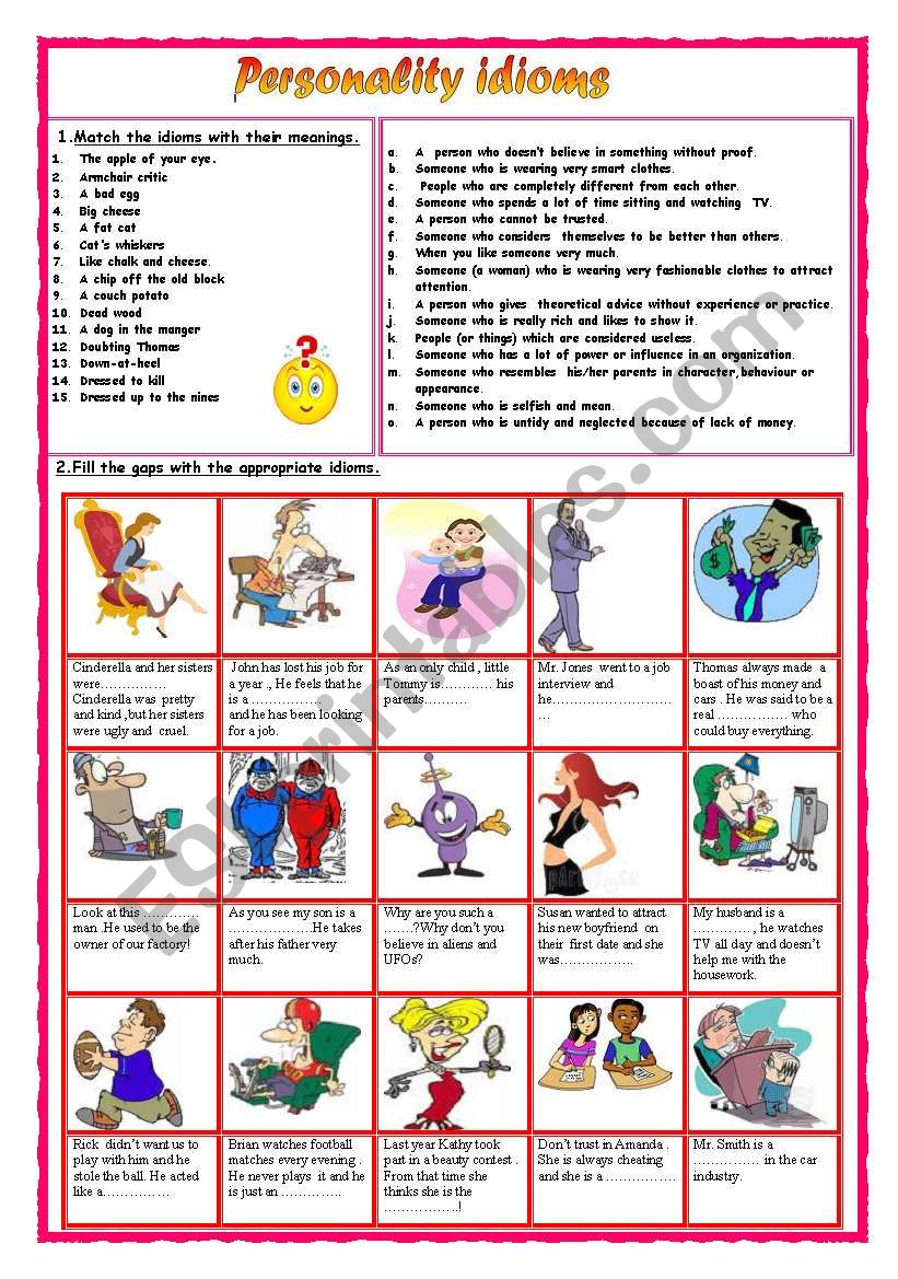 Personality idioms  1 worksheet