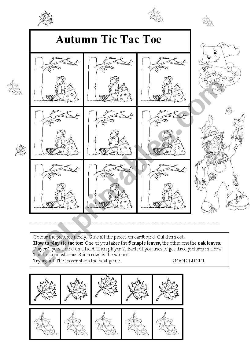 Autumn Tic Tac Toe worksheet