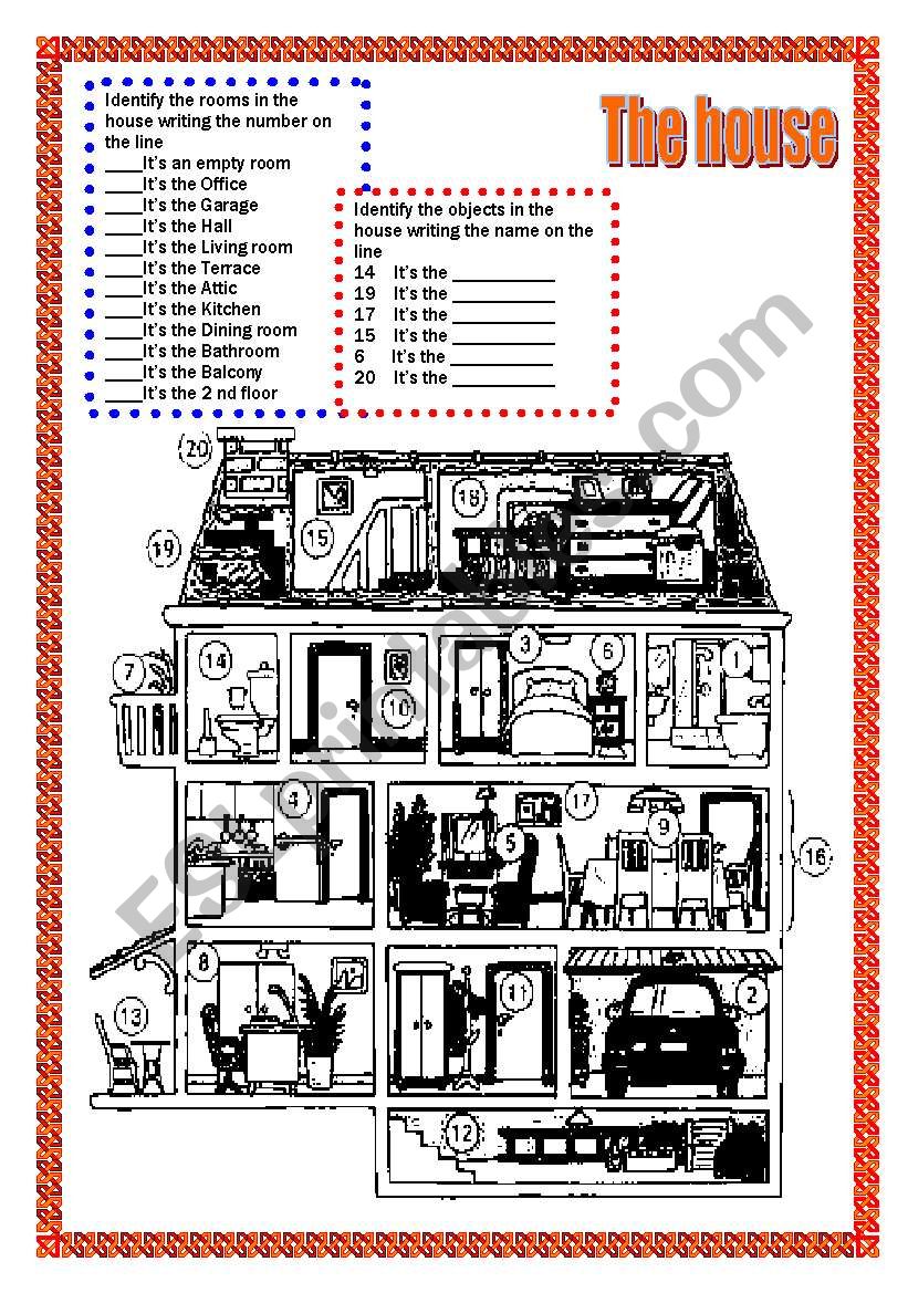 The house Furniture and Rooms worksheet